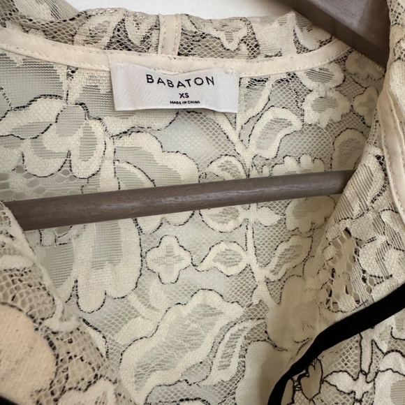 Aritzia Babaton Hopkins Blouse Size XS Sheer Floral Lace Birch Black - Picture 5 of 7